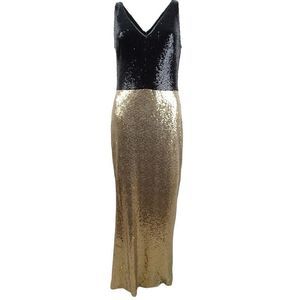 Ralph Lauren Women's Sequin V-Neck Gown Gold/Black - All Gold Size 14